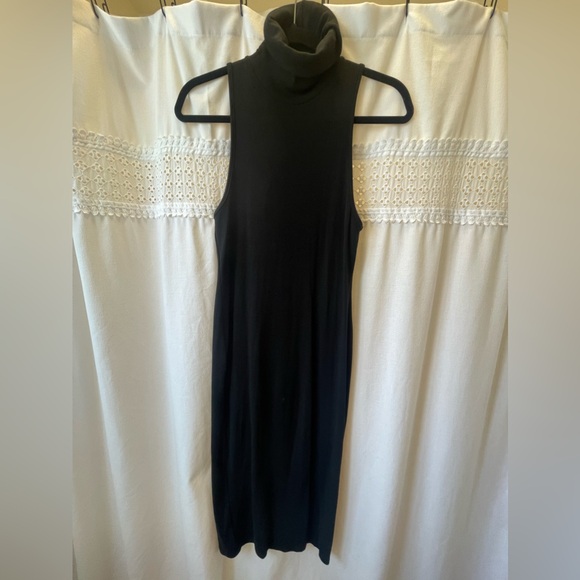NWOT Zara Turtle Neck Black Dress Ribbed Knit (L) - Picture 2 of 8